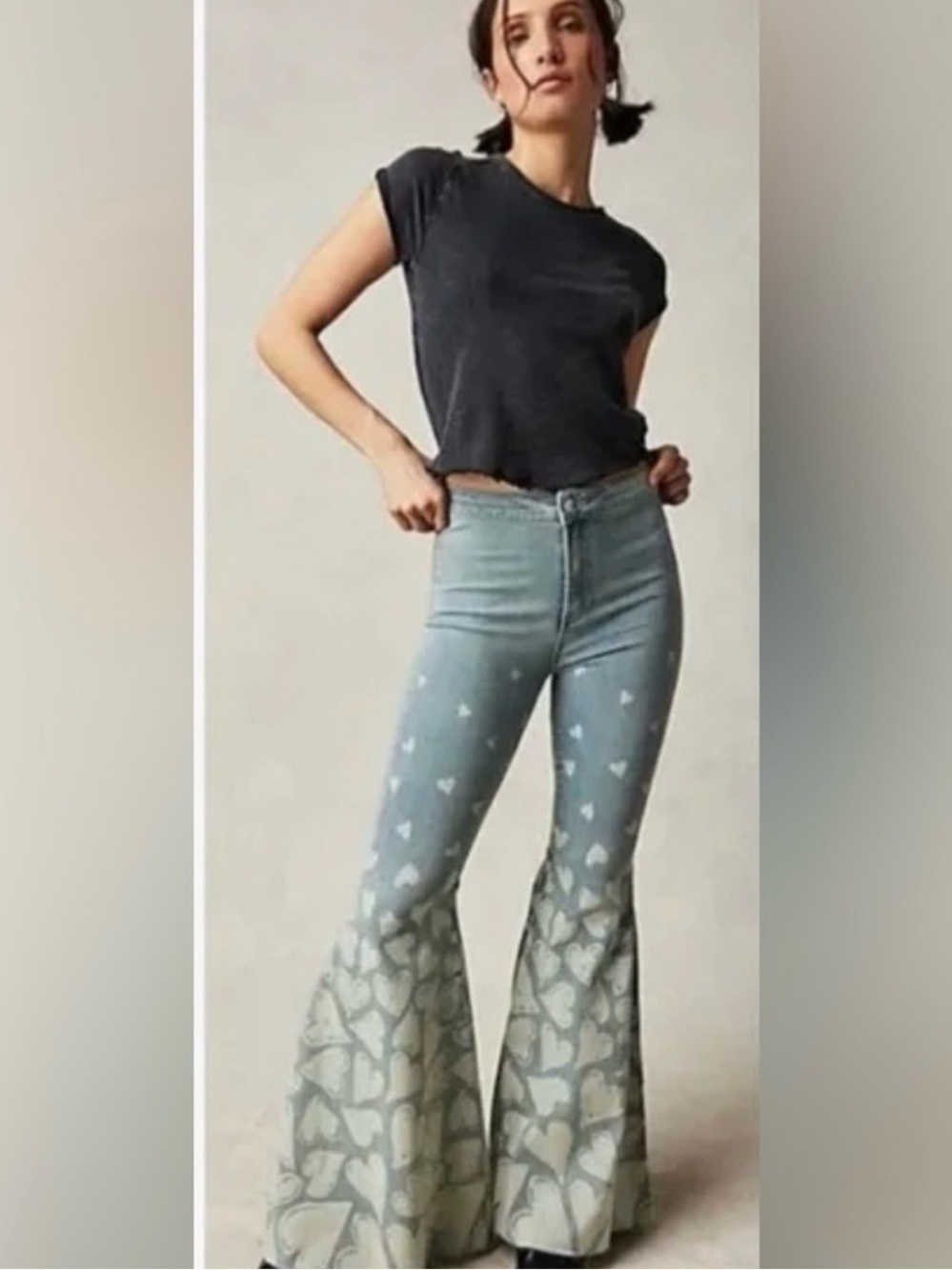 We the Free Blue Heart Flare Free People size 30 NWT